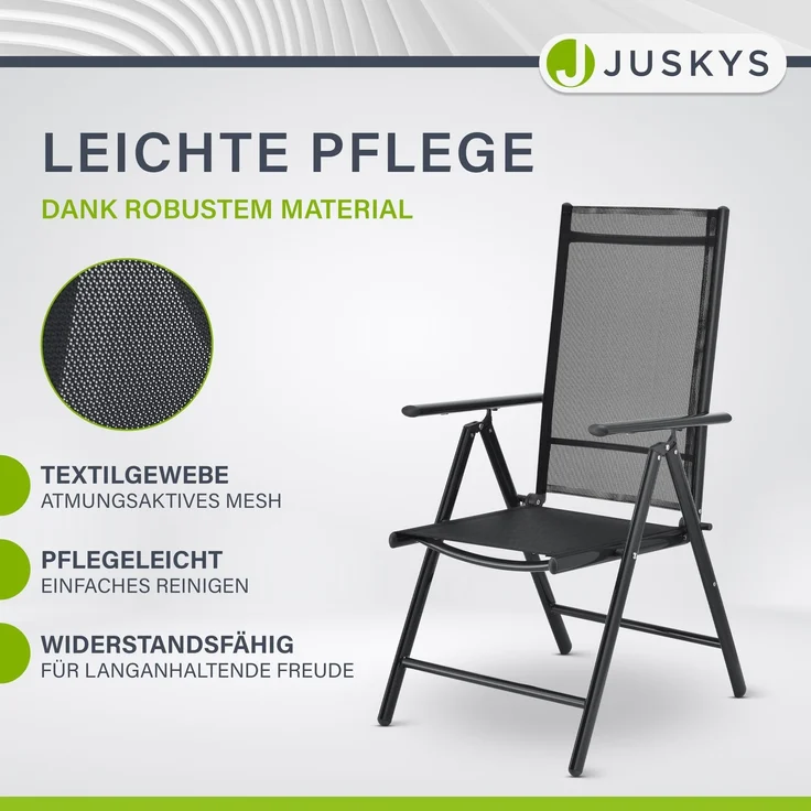 Juskys Aluminium Gartengarnitur Milano Gartenmöbel Set mit Tisch und 6 Stühlen Dunkel-Grau mit schwarzer Kunstfaser Alu Sitzgruppe Balkonmöbel – Bild 5