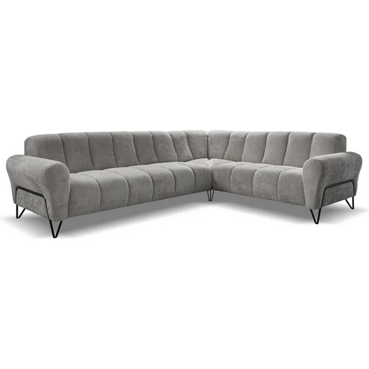 Beautysofa Ecksofa mit Metallbeine in schwarzer VOLARE L, mit höchstem Sitzkomfort, ohne Schlaffunktion – Bild 4