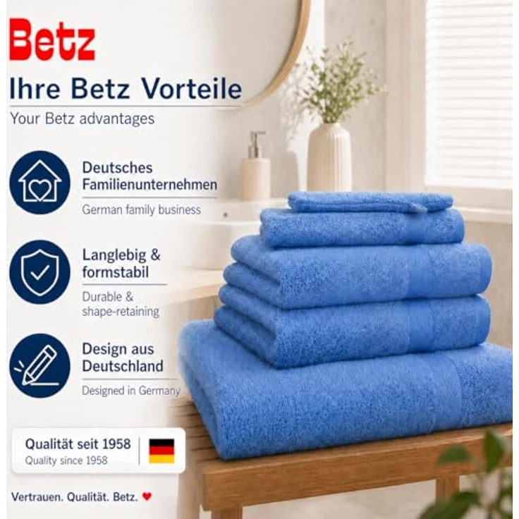Betz Handtuch Set 5-TLG. Premium 1 Duschtuch 2 Handtücher 1 Gästetuch 1 Waschhandschuh, 100% Baumwolle – Bild 10