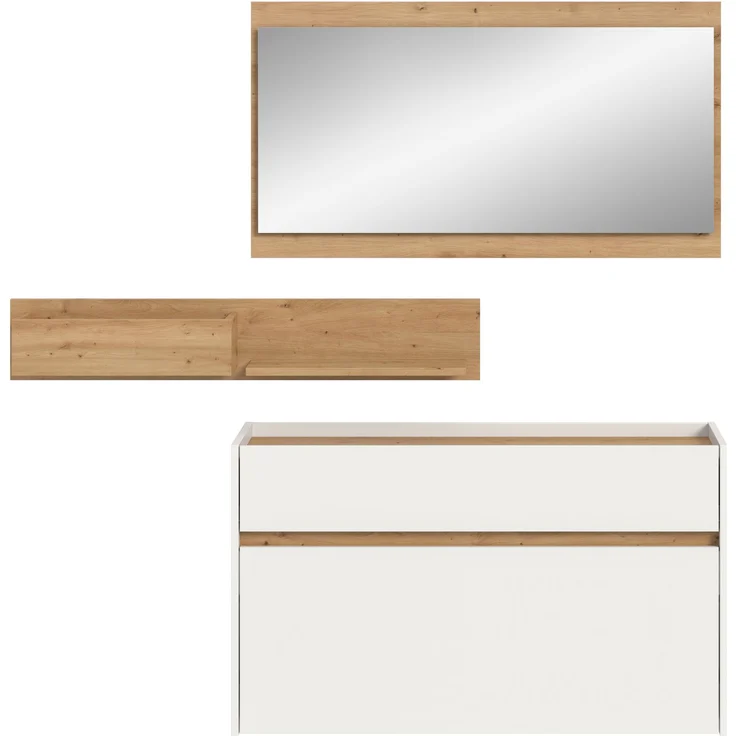 Garderobenkombination B/H/T: 192x140x32 cm in weiß Nachbildung und Artisan Oak Nachbildung – Bild 2