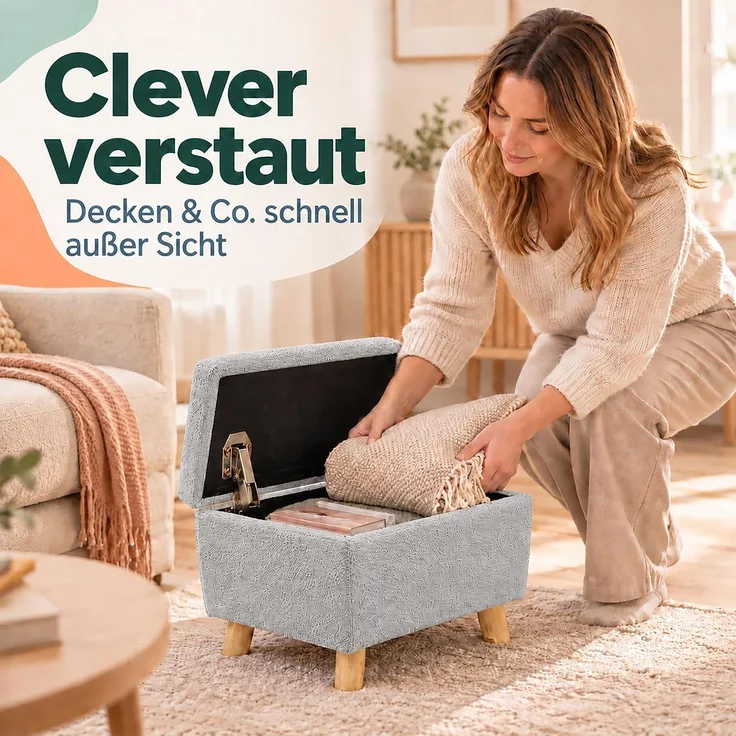 Relaxdays Fußhocker mit Stauraum – Bild 6