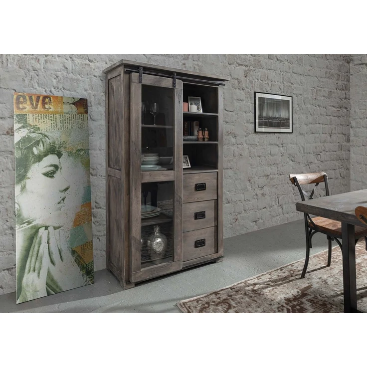 Vitrine Mango 100x45x175 grau lackiert RAILWAY #226 – Bild 8