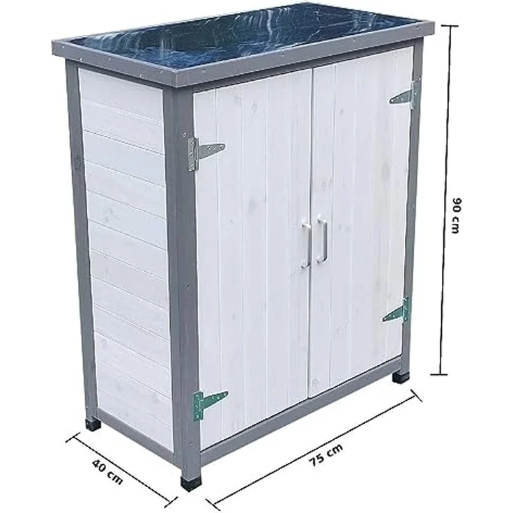 Gartenschrank, weiß/grau 75 cm × 40 cm × 90 cm – Bild 7