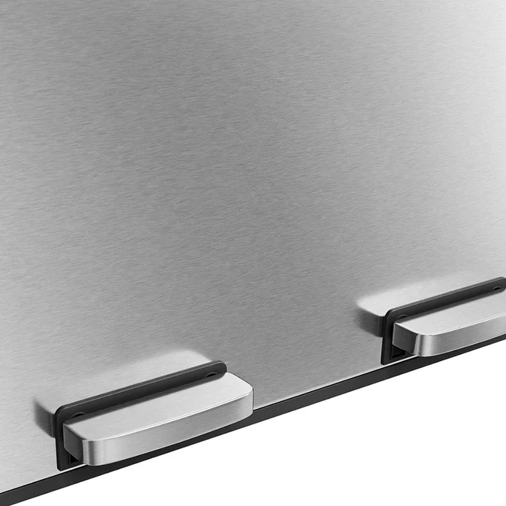 Songmics Mülleimer mit 2 Fächern und Softclose, luftdicht inkl. Müllbeutel, Metall, 60 (2x30) Liter, Silber – Bild 2