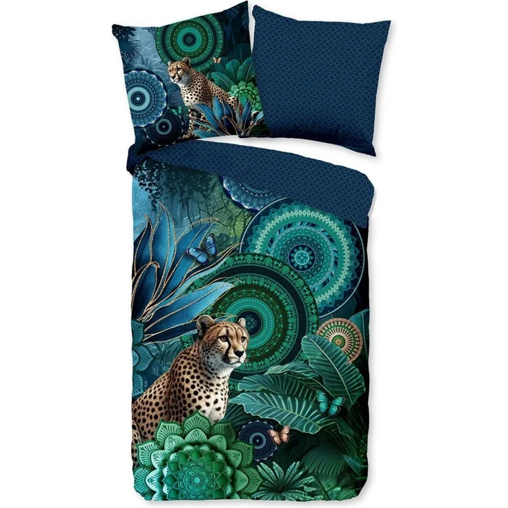 hip Bettwäsche Comfort Baumwolle, Flanell, 2 teilig, Mandalas,Leopard,blau,grün, Wendebettwäsche – Bild 1