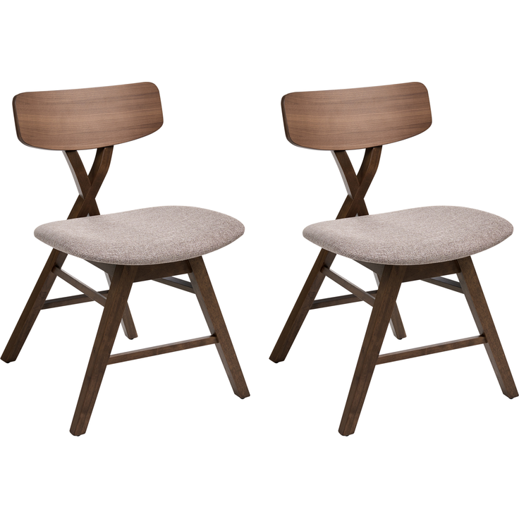 Esszimmerstuhl 2er Set LELAND Holz Braun Taupe