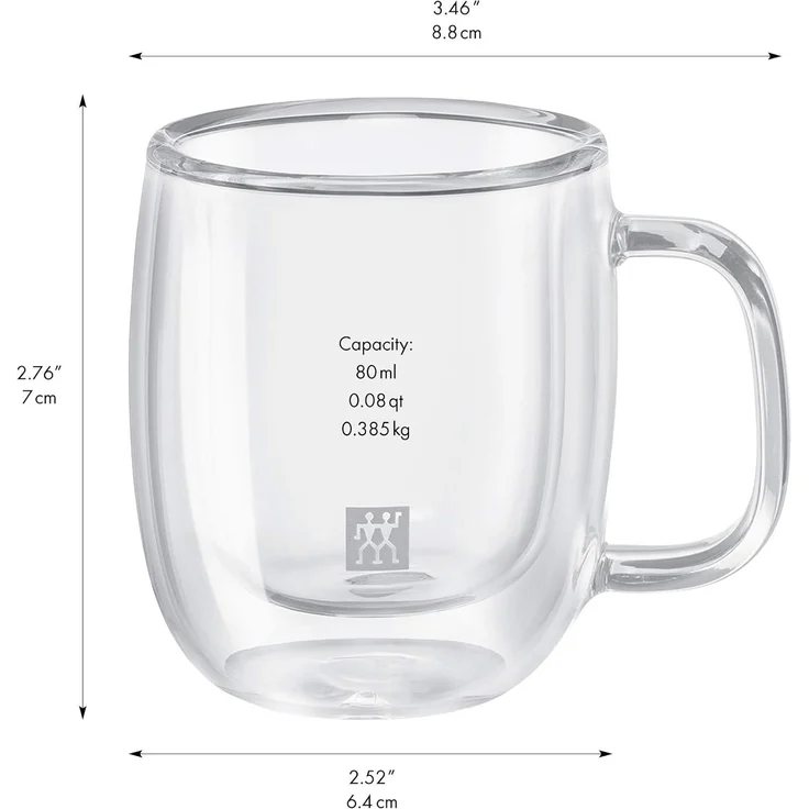 Zwilling Espressoglas Sorrento Plus, 2-tlg, Borosilikatglas, Doppelwandig, Borosilikatglas, 2-tlg, je 80 ml – Bild 2