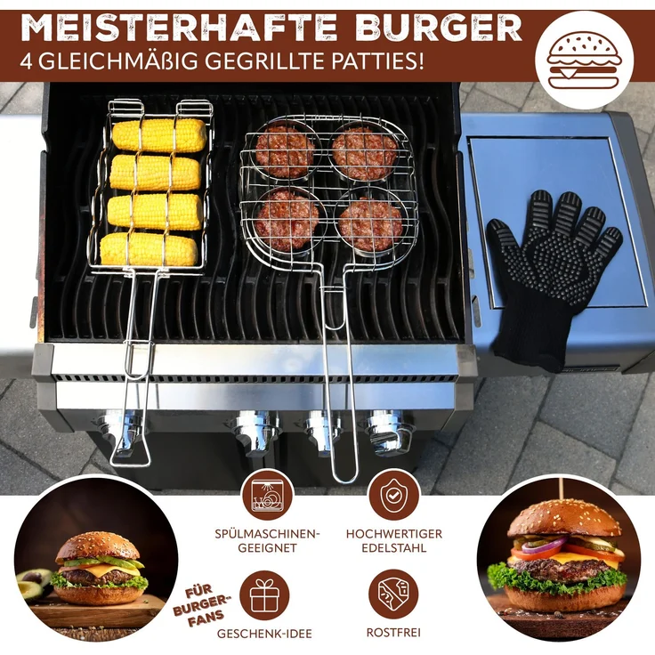 bremermann Grillguthalter Burger-Grillhalter für 4 Burger Patties // ca. 57 x 26 cm – Bild 2