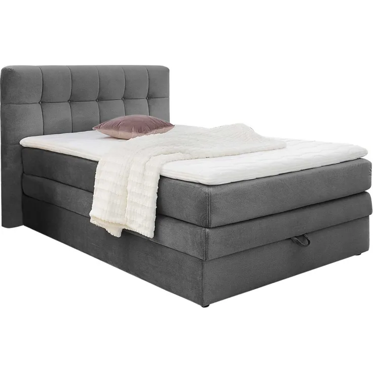 Boxspringbett Antonia De Luxe / Amy, Stoff, Grau, 156 x 117 x 217 cm