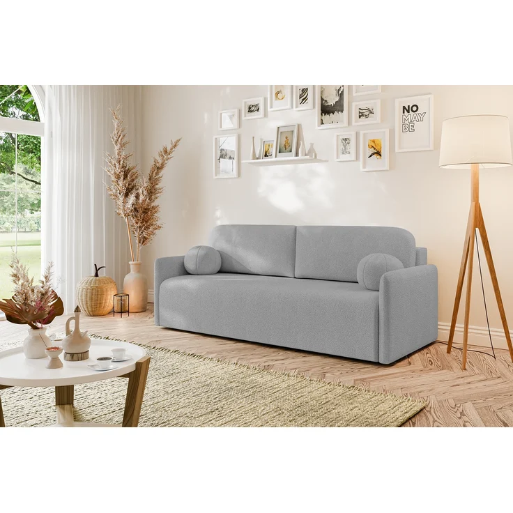 MEBLINI Sofa mit Schlaffunktion - ANAKIN - 210x90x93cm - Grau Boucle – Schlafcouch Ausziehbar - Schlafsofa mit Bettkasten - Sofabett - Couch mit Schlaffunktion – Klappsofa – Bild 2