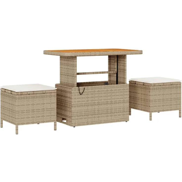 vidaXL Garten Essgruppe Beige Poly-Rattan 42007918