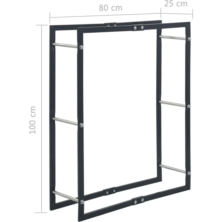 vidaXL Brennholzregal Schwarz 80×25×100 cm Stahl 286287 – Bild 6