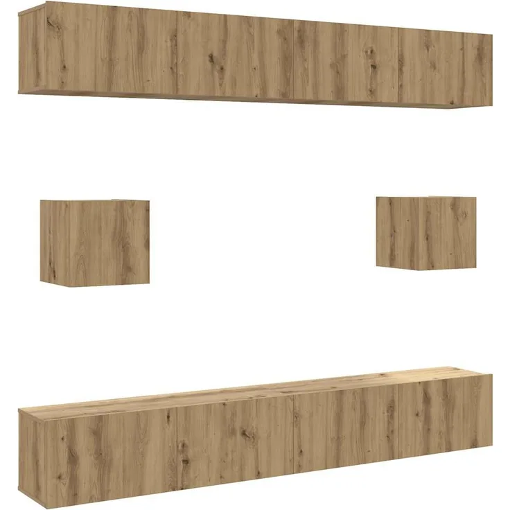 vidaXL 6-tlg. TV-Schrank-Set Wandmontage Artisan-Eiche Holzwerkstoff 3328992
