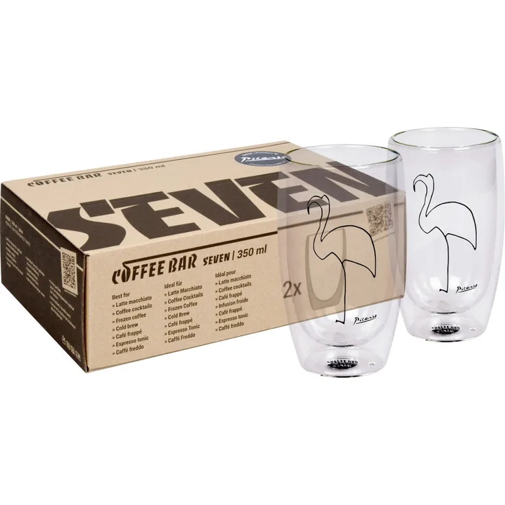 KÖNITZ 2er Set Coffee Bar SEVEN Picasso Kaffeeglas 350 ml im Geschenkkarton