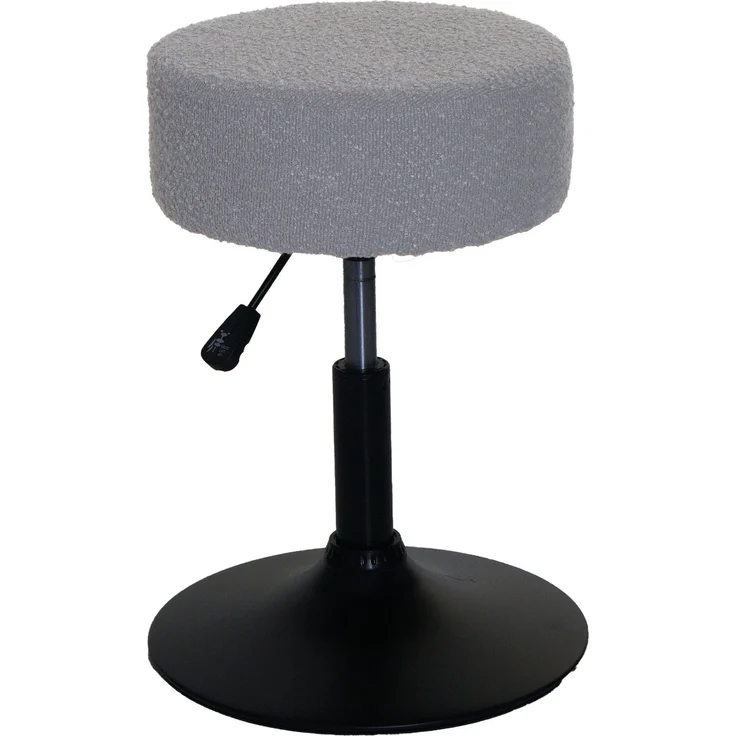 Hocker HWC-C22, Sitzhocker Schminkhocker, höhenverstellbar drehbar Ø 37cm Stoff Bouclé (450g/m²) FSC® ~ grau – Bild 9