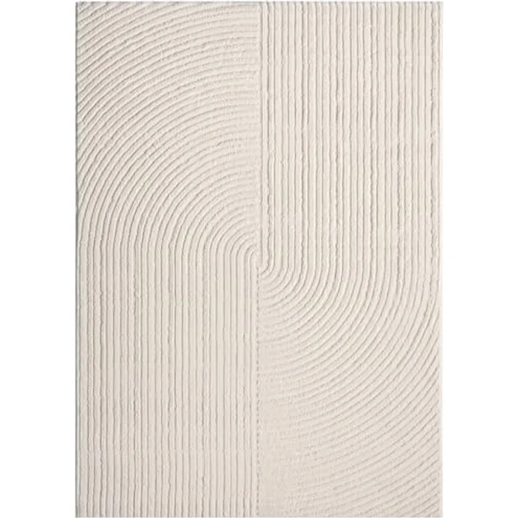 Vimoda Teppich Teppich Wohnzimmer Boho Design dünn kurzflur teppich, Rechteckig, Höhe: 6 mm, Hoch Tief Effekt 3D Teppich, in Creme, Grau &Taupe Läufer Schlafzimmer – Bild 4