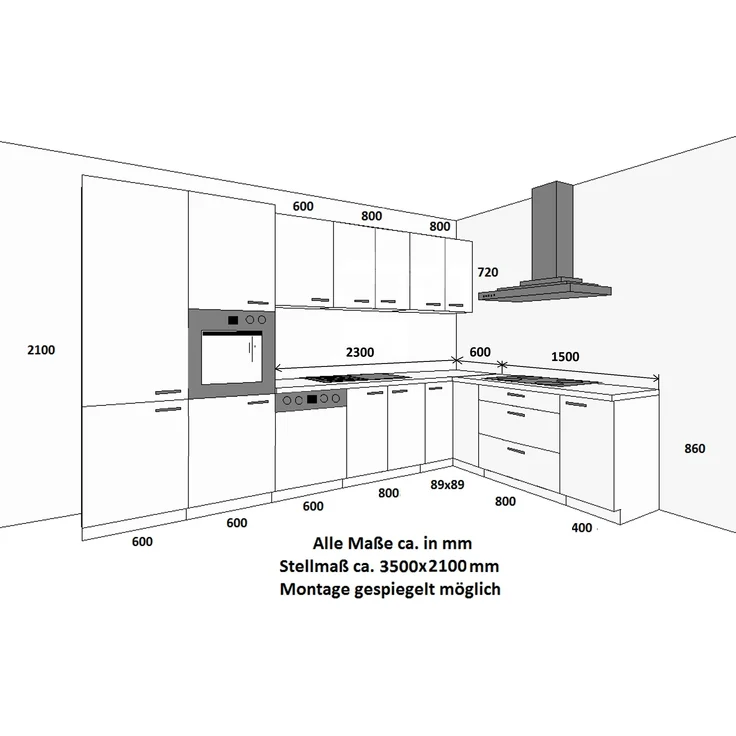 Landhaus Küche Stilo Weiß 350x210cm Küchenzeile Einbauküche Eckküche Winkelküche – Bild 7