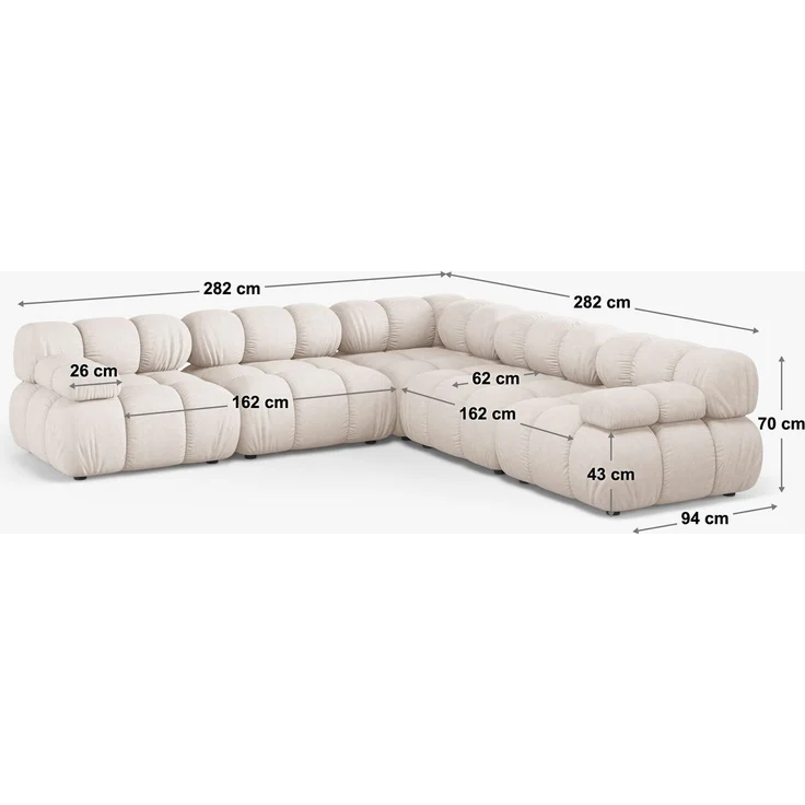 Micadoni Symmetrisches Ecksofa Bellis 5-Sitzer Strukturierter Stoff Liberty Cappuccino – Bild 7