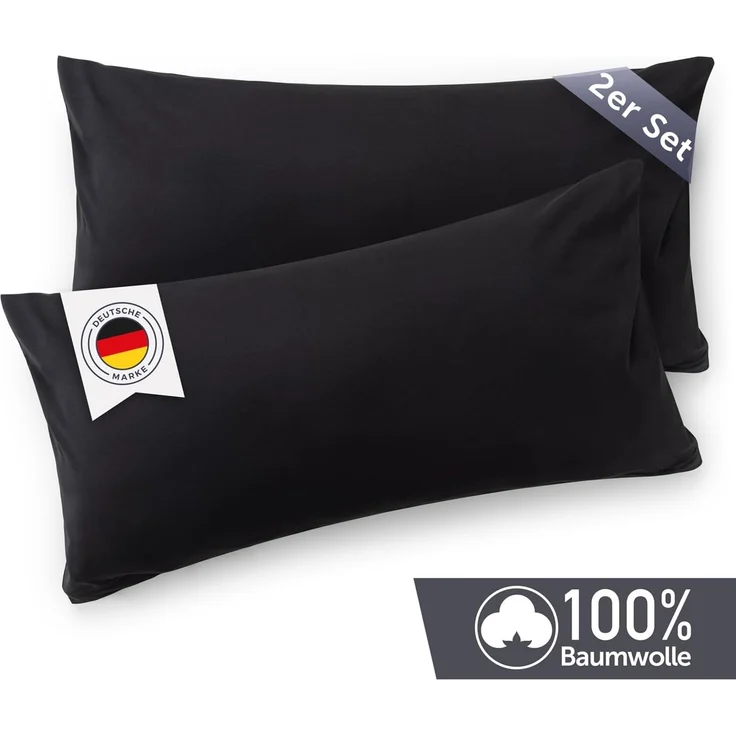 Blumtal Kissenbezug Premium Jersey 2er Set, Oeko-Tex Zertifiziert, (2 Stück), 100% Baumwolle – Bild 2