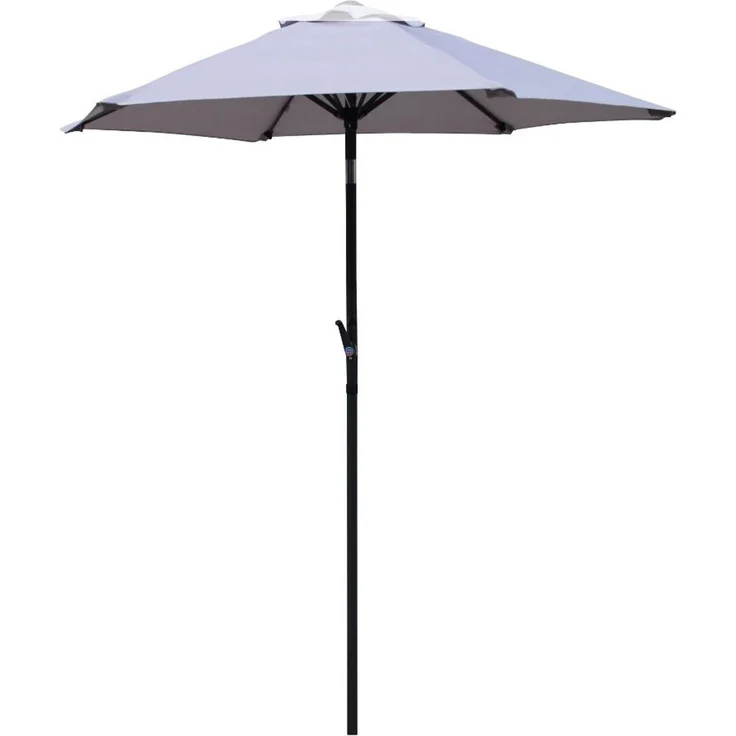 Gardissimo NEW SUNNY Sonnenschirm Ø 180cm Gartenschirm Kurbelschirm hellgrau – Bild 1