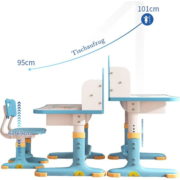 TUWENA Kinderschreibtisch Kinderschreibtischstuhl-Set,Höheverstellbar Studiertisch Ergonomischer – Bild 4