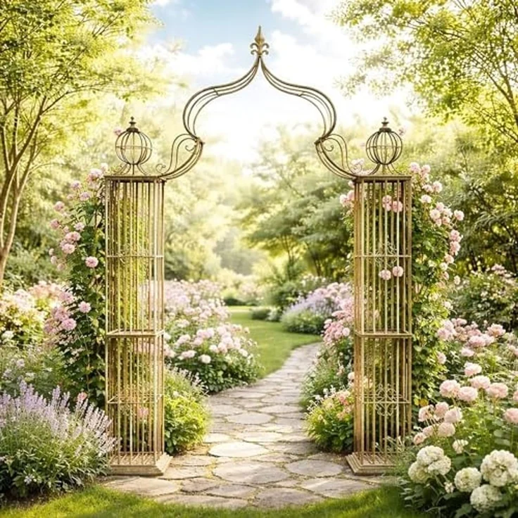 Rosenbogen Metall Kletterhilfe 93969 275x172 cm Gartenbogen Rankhilfe Rankgitter Torbogen – Bild 3