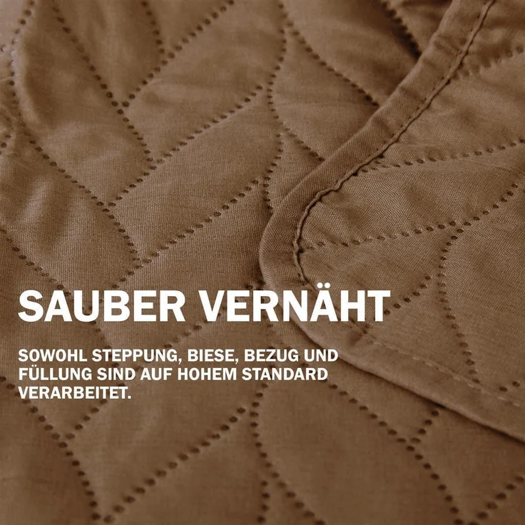 Tagesdecke XXL (220x240 cm) mit wattierter Zwischenlage (Braun) Bettüberwurf - ÖKO-Tex 100, Sommerdecke gesteppt - Steppdecke, Wendedecke – Bild 5