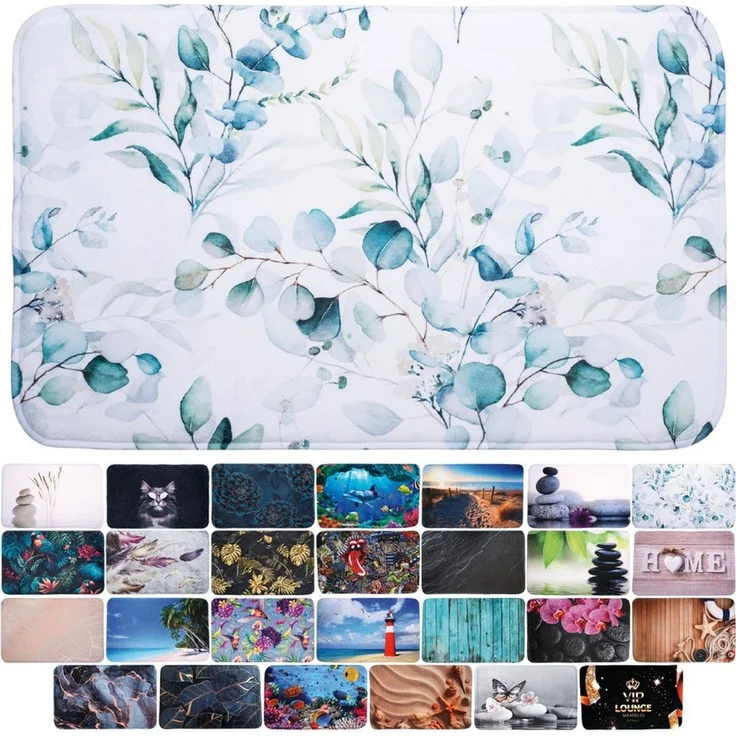 Sanilo Badematte Eukalyptus, rutschhemmend beschichtet, waschbar, schnelltrocknend, Polyester, rechteckig, sehr weich, hochwertig & modern, 50 x 80 cm oder 70 x 110 cm – Bild 1