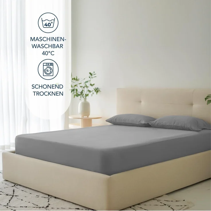 Dreamzie Spannbettlaken 120x200 cm - 35 cm Tiefe Tasche - 100% Mikrofaser Bettlaken - Anthrazit, Schadstoffgeprüft(Oeko TEX), Bettlaken mit Gummizug – Bild 5