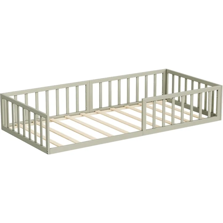 Bodenbett aus Metall Minno Greige 205 x 95 cm ohne Matratze Vitalispa