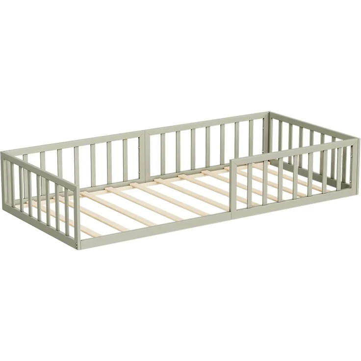 Bodenbett aus Metall Minno Greige 205 x 95 cm ohne Matratze Vitalispa – Bild 1