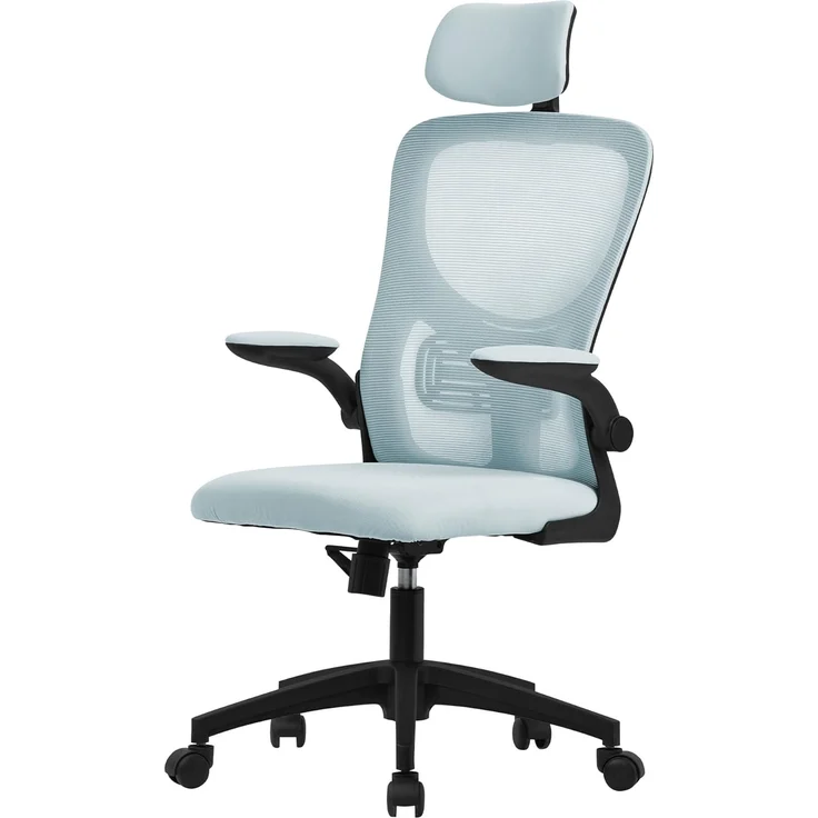 ML-DESIGN Bürostuhl Schreibtischstuhl ergonomisch mit verstellbarer Kopfstütze, Armlehnen, Drehstuhl mit Rollen Blau Computerstuhl Chefsessel Gaming-Stuhl – Bild 1