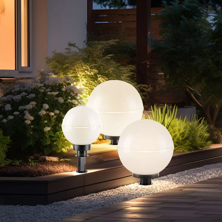3er Set LED Kugelleuchten, schwarz, weiß, D 20 cm, 30 cm, 40 cm – Bild 7