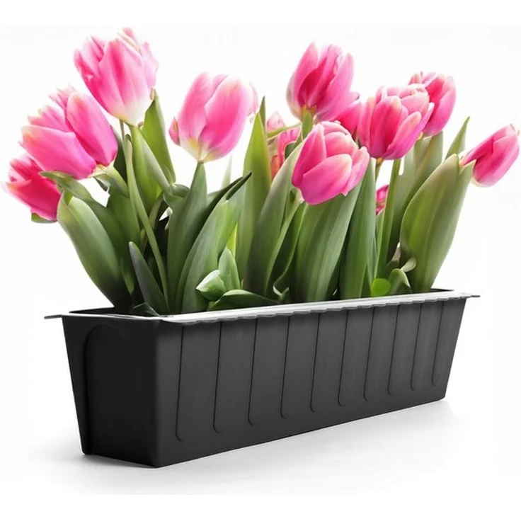 BigDean 6 Stück Paletten Blumenkästen Einsatz in Anthrazit – Pflanzkasten zum Bepflanzen & Dekorieren – Balkonkasten für Kräuter, Blumen & Pflanzen – UV-stabiler & wetterbeständiger Kunststoff – Bild 4