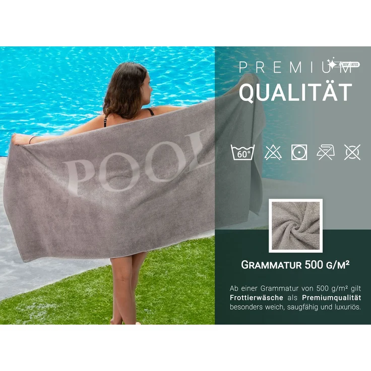 ZOLLNER Badetuch, 100% Baumwolle, 80x200 cm, stone – Bild 4
