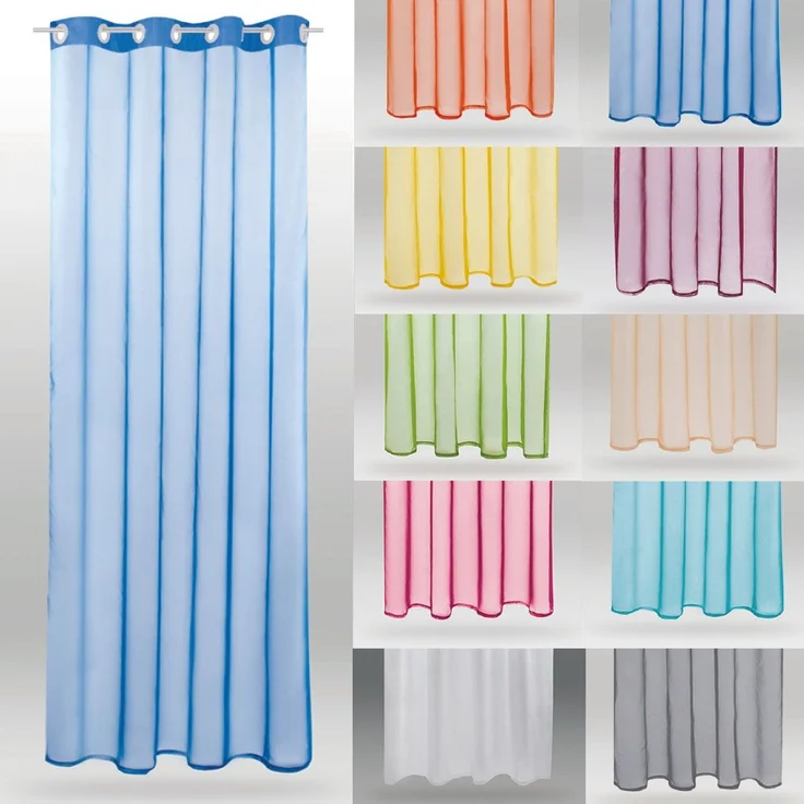 Gardine mit Ösen, Transparent Voile 140 x 145cm ( Breite x Länge ) in blau - mittelblau, Ösenschal in vielen weiteren Farben und Größen – Bild 2