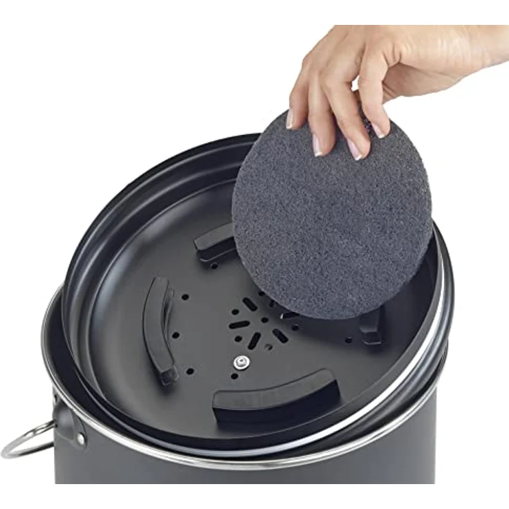 WENKO Komposteimer Mod. Nero 6 L, Metall mit Aktivkohlefiltern zur Geruchsneutralisation, Schwarz, Ø 22,5 cm – Bild 5