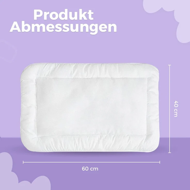 KiGATEX Babykissen Flachkissen 2er Set, sanft und weich, für süße Träume, 60 x 40 cm, Allergiker geeignet, pflegeleicht – Bild 2