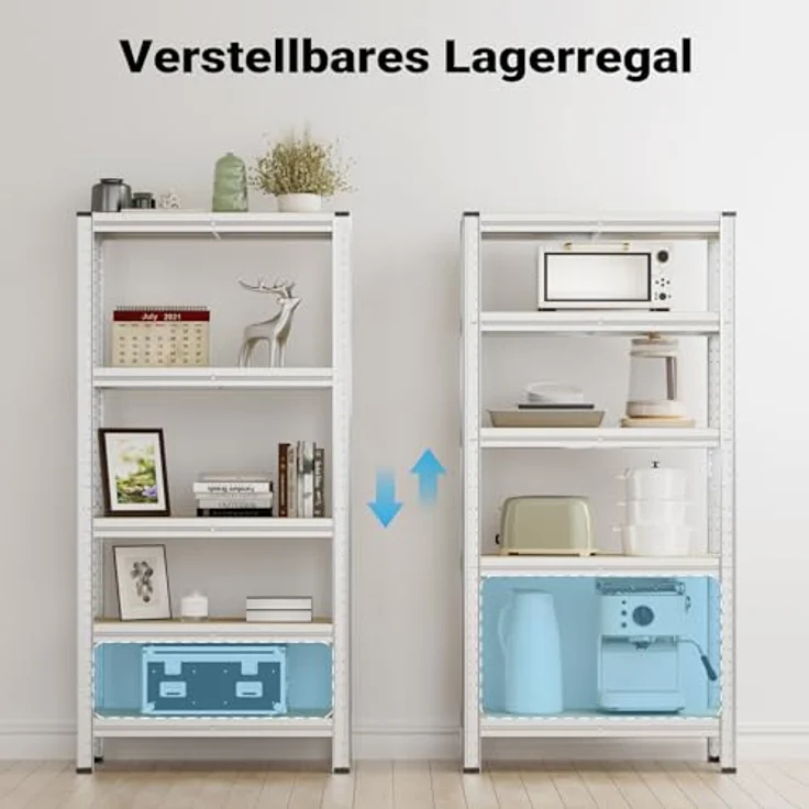 Wiltec Schwerlastregal 180 x 90 x 30 cm, Gesamtlast 875kg, Steckregal verzinkt aus Stahl, Lastenregal mit 5 Ablagen, Werkstattregal – Bild 8