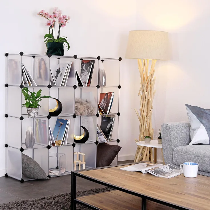 dibea Steckregal aus Kunststoff, Schuhregal, Aufbewahrungsregal, 16 Fächer