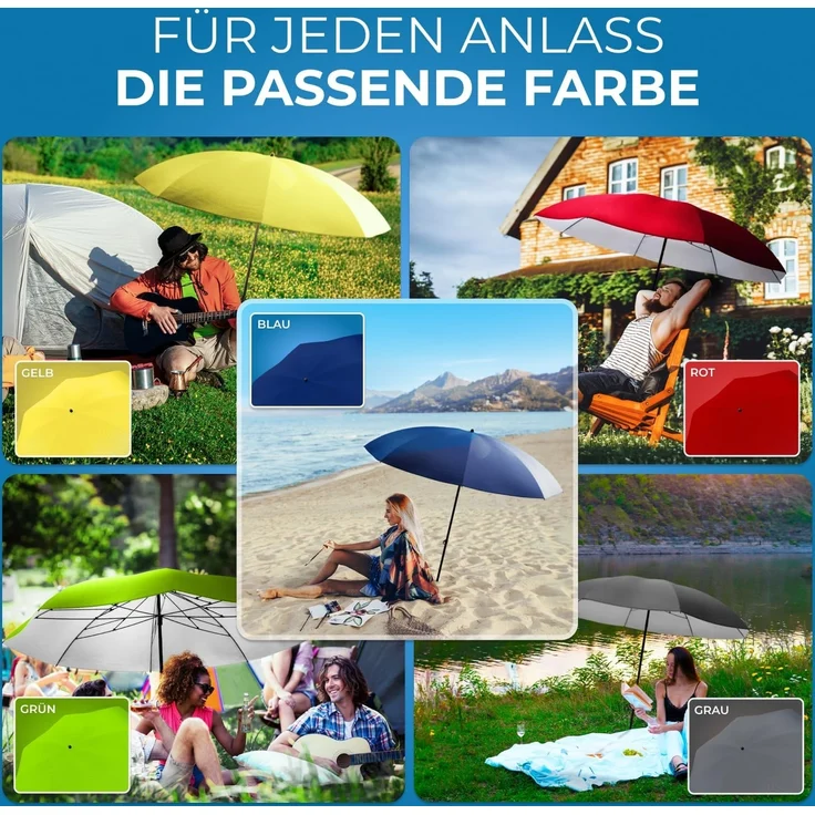 Styngard Sonnenschirm Reise Sonnenschirm Nizza, LxB: 180,00x155,00 cm, mit UV Schutz 50+ - Strandschirm Sonnenschirm Strand mit Abspannleinen – Bild 6