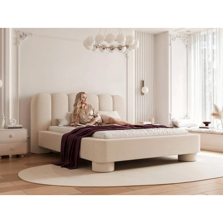 Compleo Polsterbett Polsterbett Boucle Stoff, Designerbett, Bubble bett, MADE IN EU (Japandi design), TOPSELLER, Wolkenbett modern – Bild 4