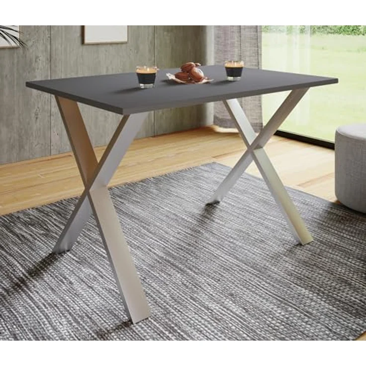 VCM Esstisch Xona 919686 Silber / Anthrazit H. 76 x B. 110 x T. 80 cm – Bild 4