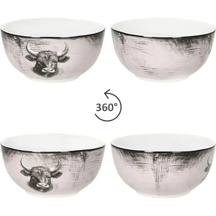 MamboCat Müslischale Toro 6x Müslischale Ø14,2cm 460ml Porzellan 6 Personen Kuh Landhaus, Porzellan – Bild 4