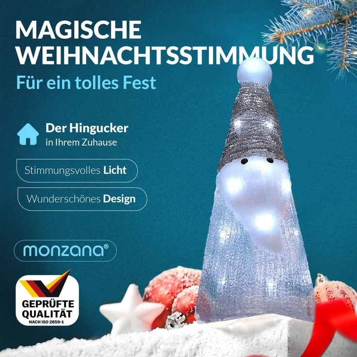 Deuba LED Acryl Figur Außen Santa Weiß beleuchtet Weihnachtsdeko Weihnachten Weihnachtsfigur – Bild 2