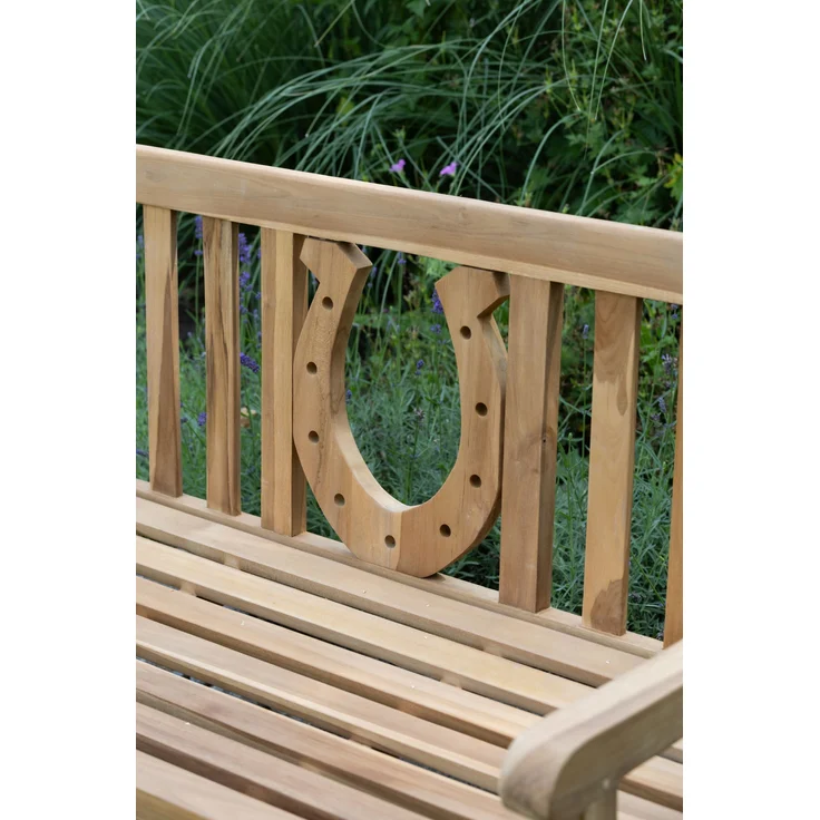 Teakholz Gartenbank Hufeisen 120 cm – Bild 7