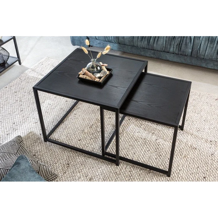 riess-ambiente Beistelltisch SLIM LINE 50cm schwarz (Set, 2-St), Wohnzimmer · Esche-Design · Metall · Industrial – Bild 2