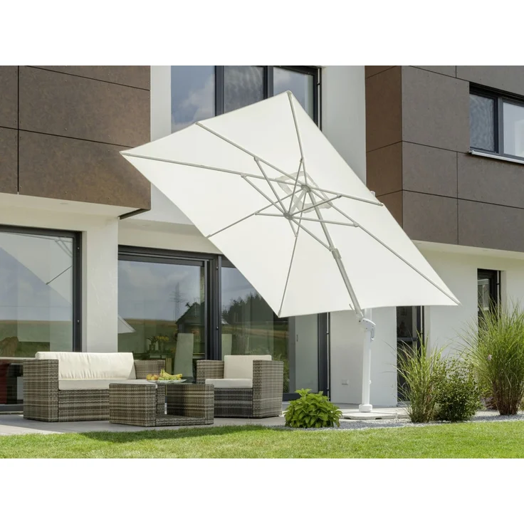 Schneider Schirme Ampelschirm, Rhodos Twist Bianco, Weiß / Weiß, 3x3 m – Bild 4