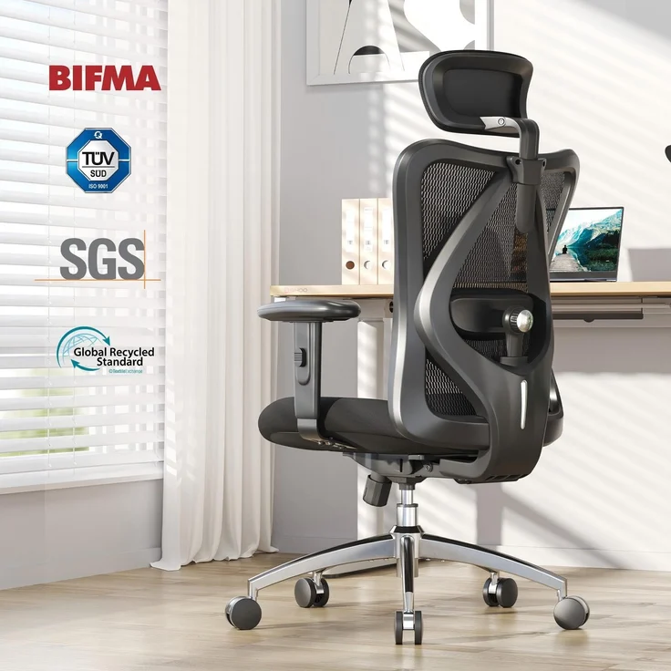Sihoo Ergonomischer Stuhl M18, 130 x 74 cm, in Schwarz – Bild 8