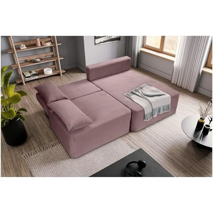 Ecksofa (B/H/T: 213x95x158 cm) in Altrosa – Bild 7